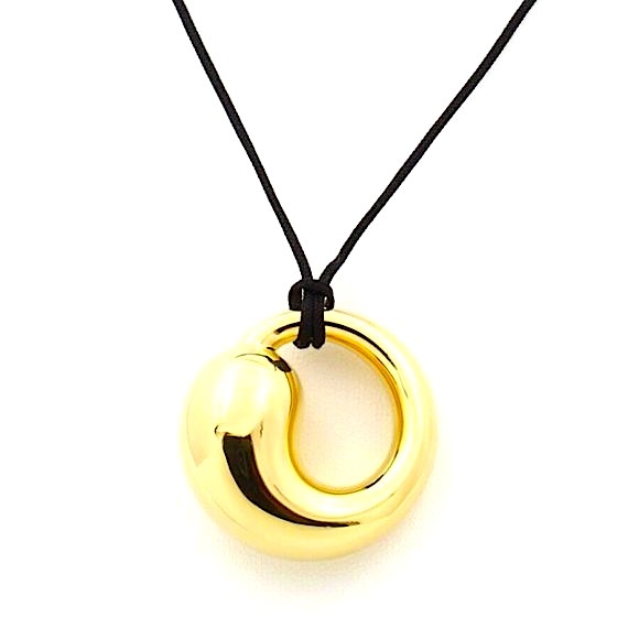 💛Tiffany & Co.💛Elsa Peretti XL Eternal Circle 18 Karat YG Pendant on Cord - Picture 2 of 11